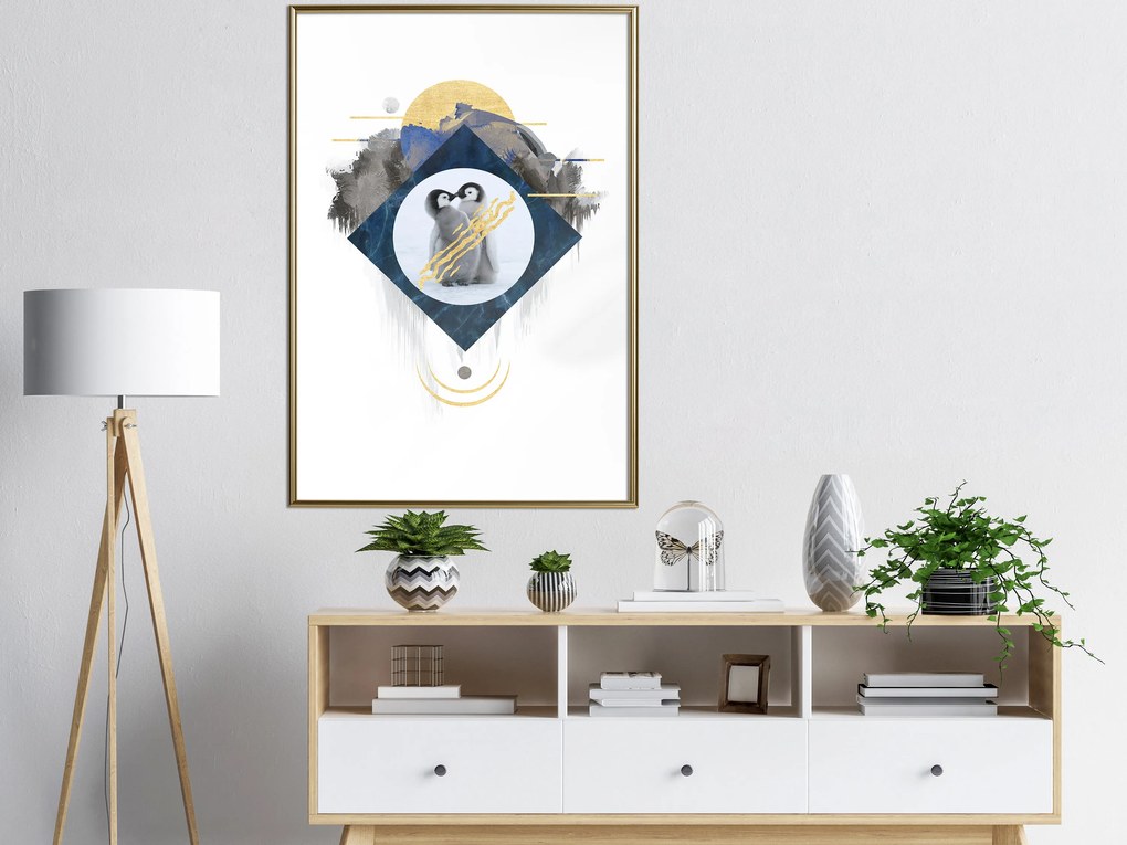 Artgeist Plagát - Penguin Couple [Poster] Veľkosť: 40x60, Verzia: Čierny rám