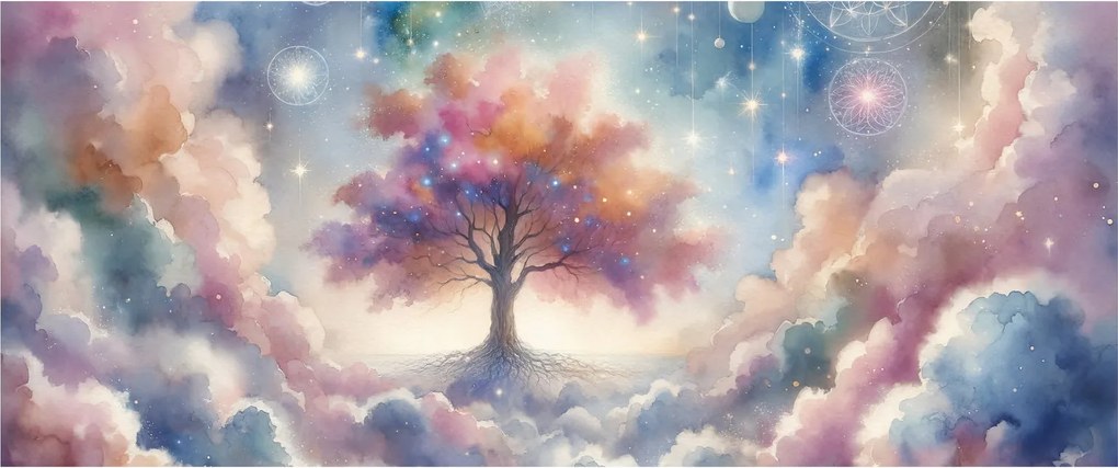 Obraz – Strom života v oblakoch (120x50 cm)