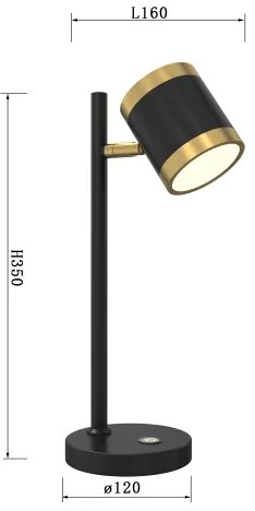 Wofi 8003-104S - LED Stmievateľná stolná lampa TOULOUSE LED/10W/230V čierna/zlatá