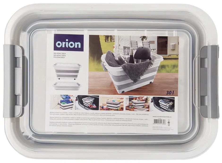 Bielo-sivý plastový úložný box s vekom 54x39x28 cm Kemp – Orion