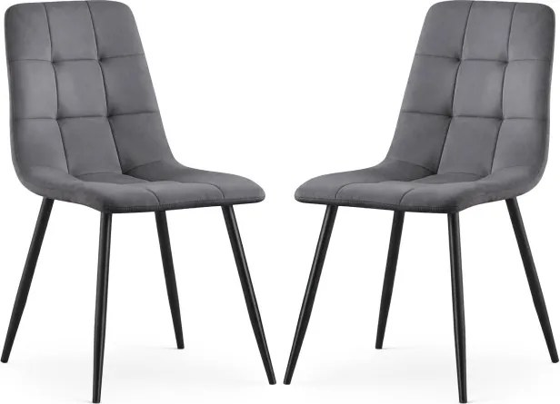 Sada dvoch jedálenských stoličiek NERO zamatové, grafitové / čierne nohy (2 ks)