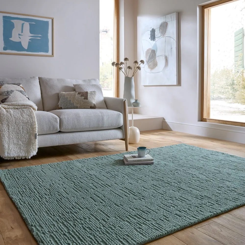 Sivomodrý ručne tkaný vlnený koberec 120x170 cm Harris Boucle – Flair Rugs