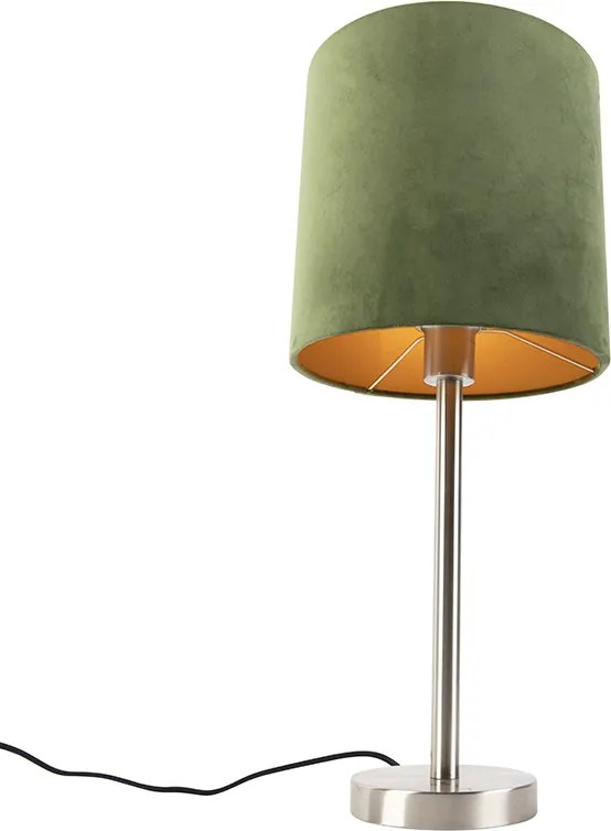 Stolná lampa z ocele so zeleným tienidlom 25 cm - Simplo