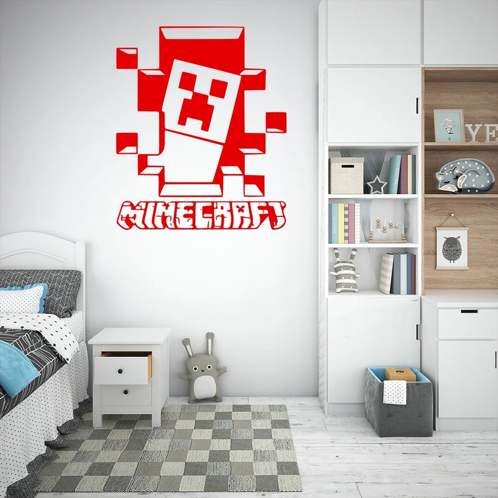 Veselá Stena Samolepka Minecraft hra Farba: růžová, Veľkosť: 100 x 119 cm
