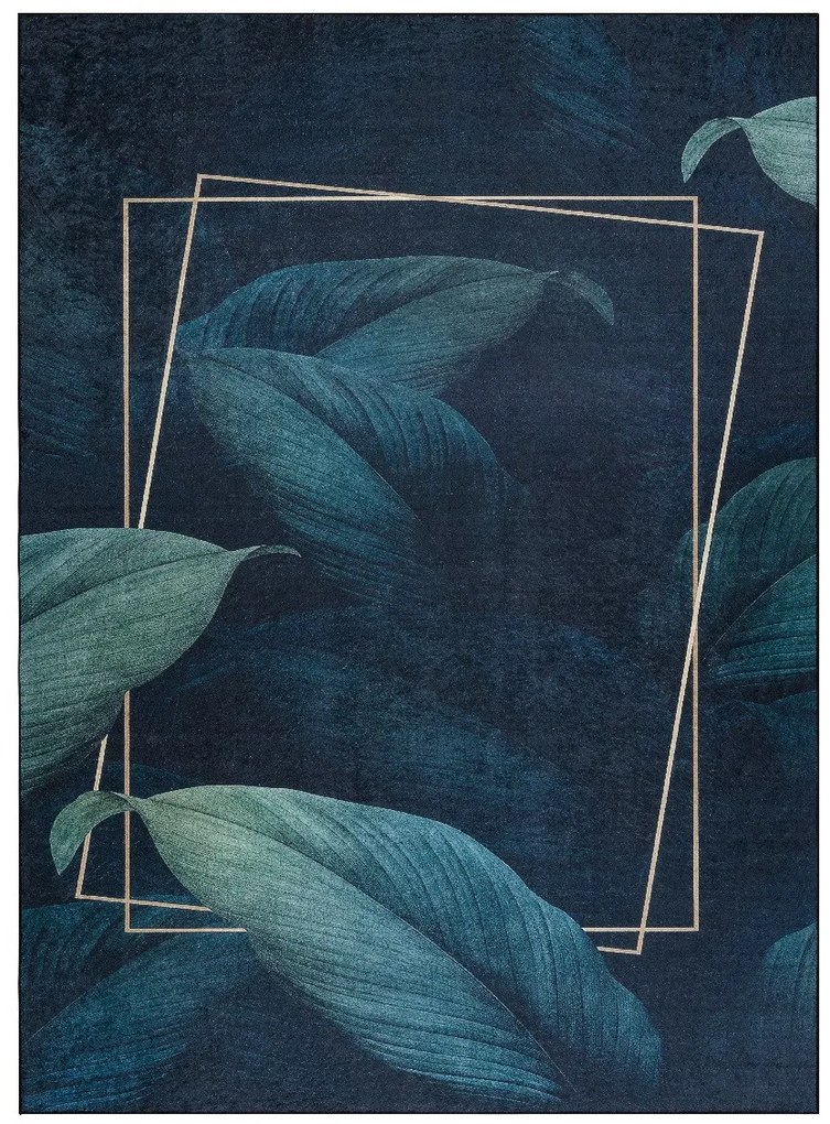 Kusový koberec ANDRE Leaves 1170, 80x150, modrá, chodba / predsieň, Dywany Łuszczów