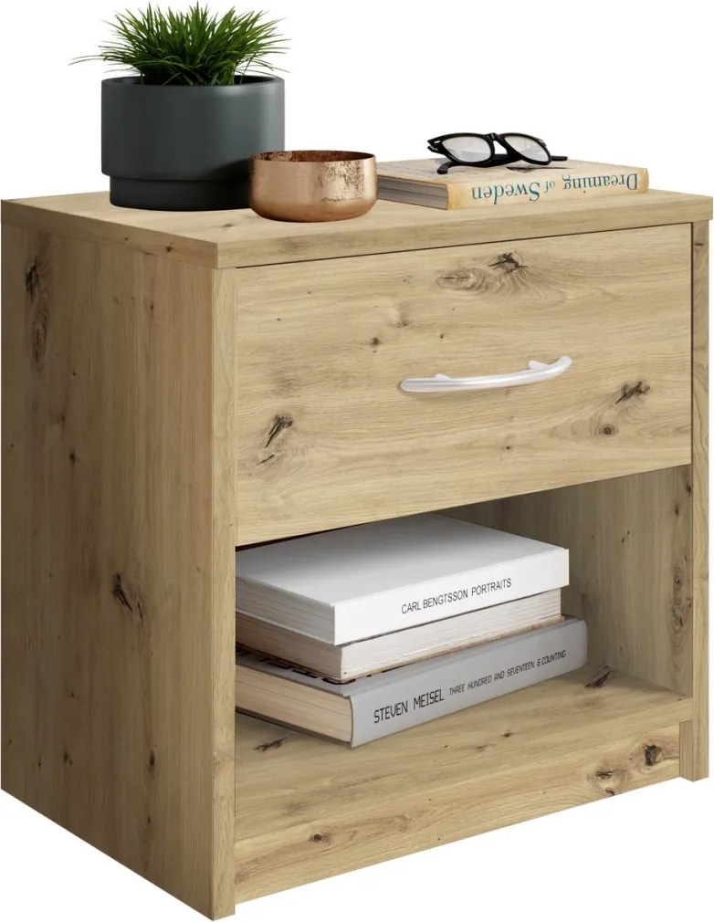Nočný stolík s 1 zásuvkou Pepe, dub artisan