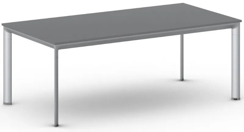 Rokovací kancelársky stôl PRIMO INVITATION, 200x100 cm, sivostrieborná podnož, grafit