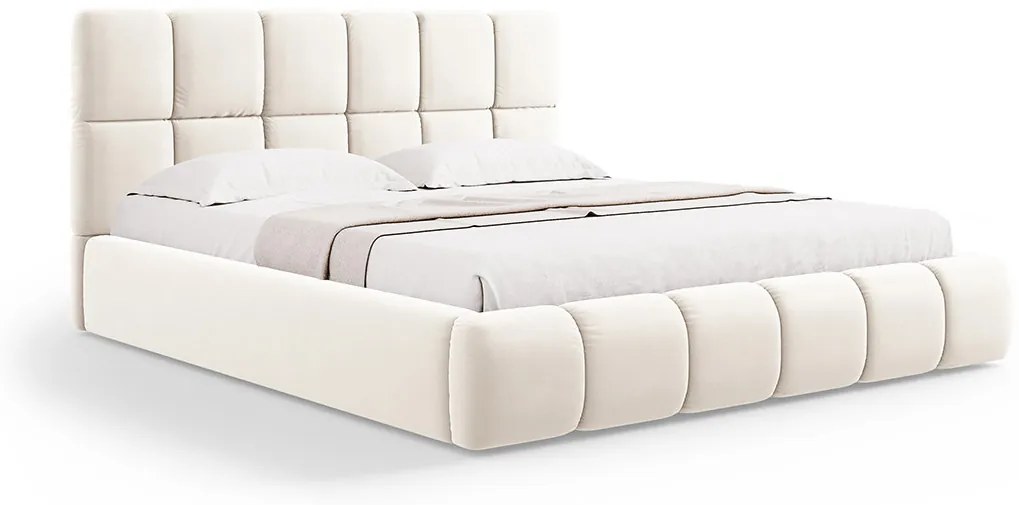 Micadoni Bellis moderná posteľ - Svetlobéžová, Zamat, 200 cm
