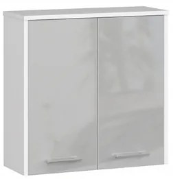 Kúpeľňová závesná skrinka FIN W60 2D-metalic / biela