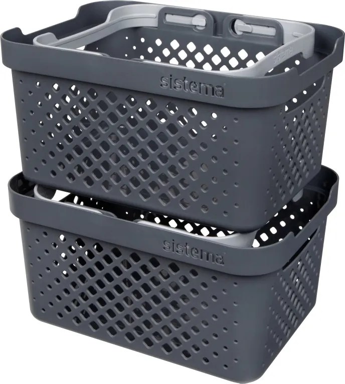 SISTEMA Multifunkčný košík s uchami, stohovateľný, antracit 41 x 29 x 19 (18,5l)