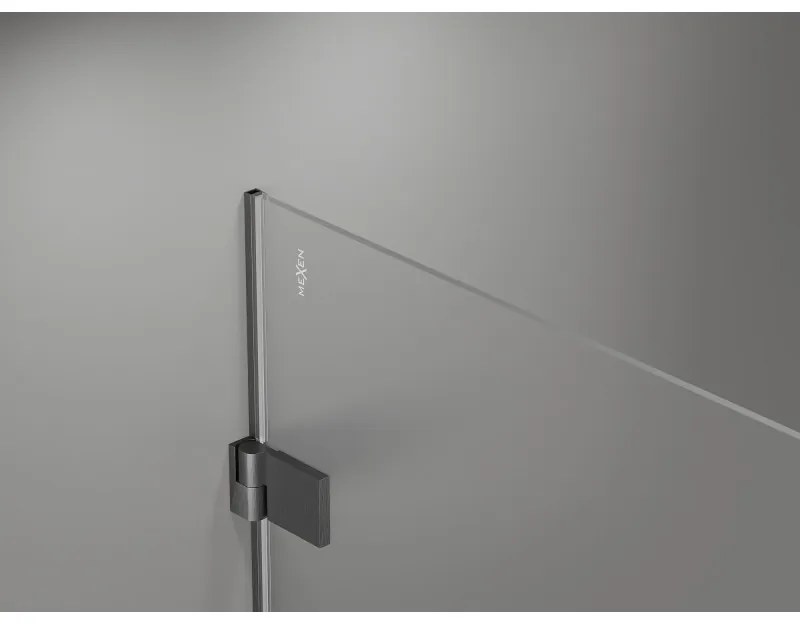 Mexen Lunar-B L výklopný sprchový kút pravý 80 x 80 cm, číre sklo, brúsený grafit, 832L-080-080-66-00-P