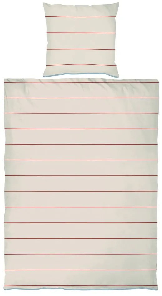 Červeno-béžové obliečky na jednolôžko z bavlneného saténu 140x200 cm Align - Mette Ditmer Denmark