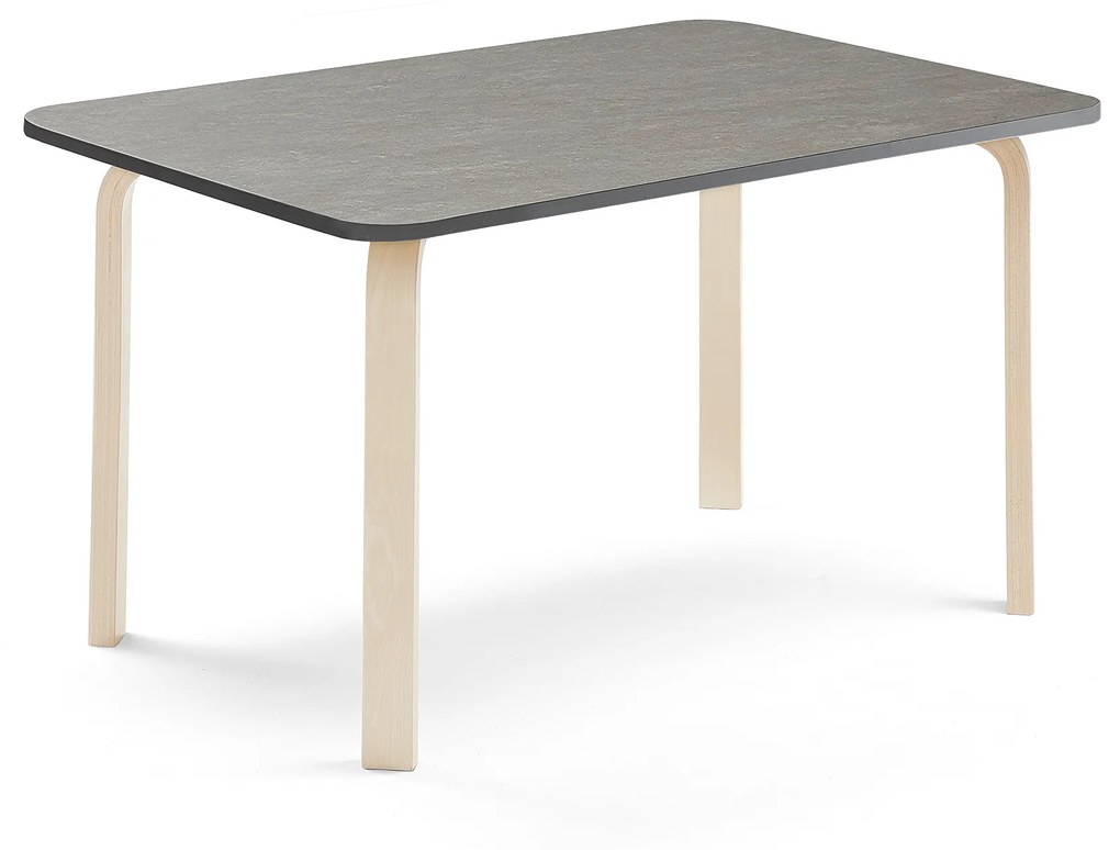 Stôl ELTON, 1200x700x640 mm, linoleum - tmavošedá, breza