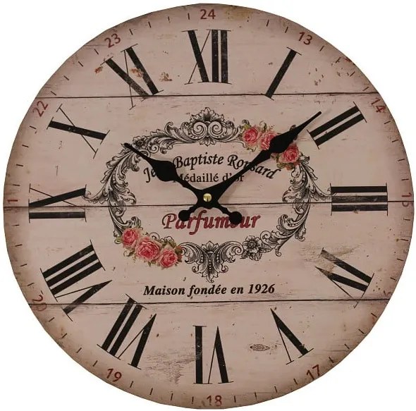 Ružové hodiny Antic Line Parfumer, ⌀ 34 cm