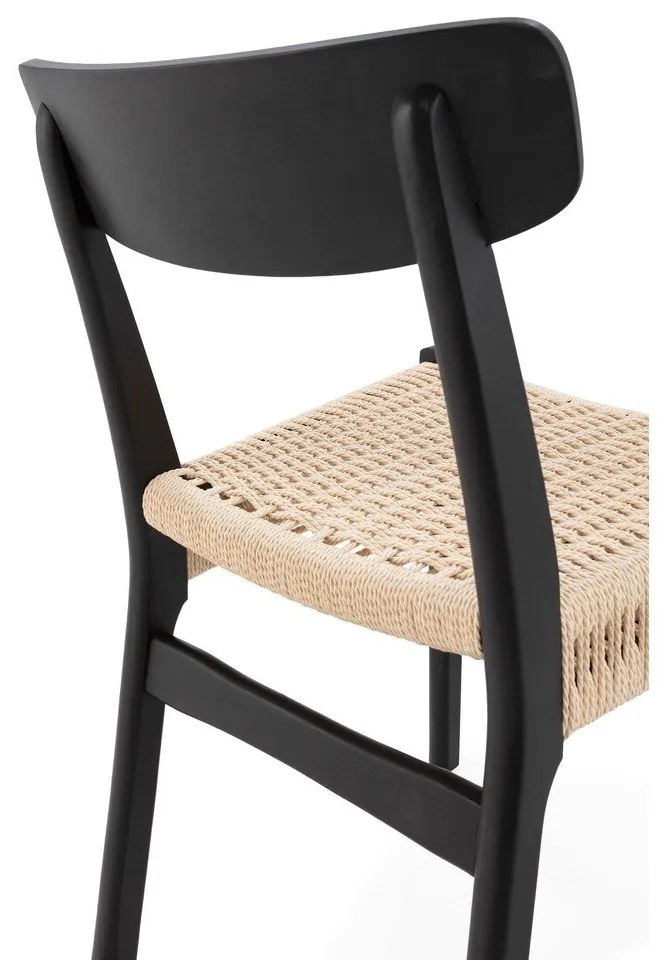 Čierne jedálenské stoličky v súprave 2 ks z kaučukového dreva Biel – MOME