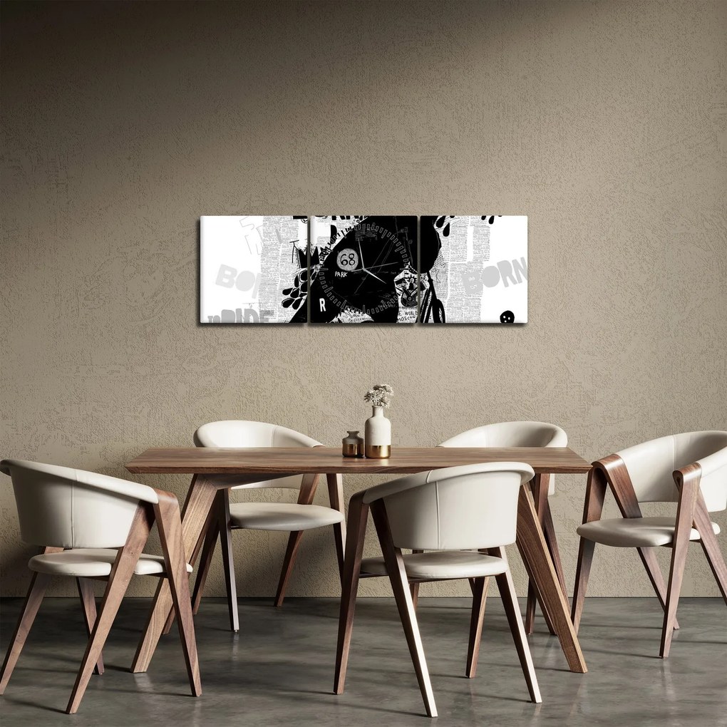 Obraz - Zrodený na jazdu (s hodinami) (90x30 cm)