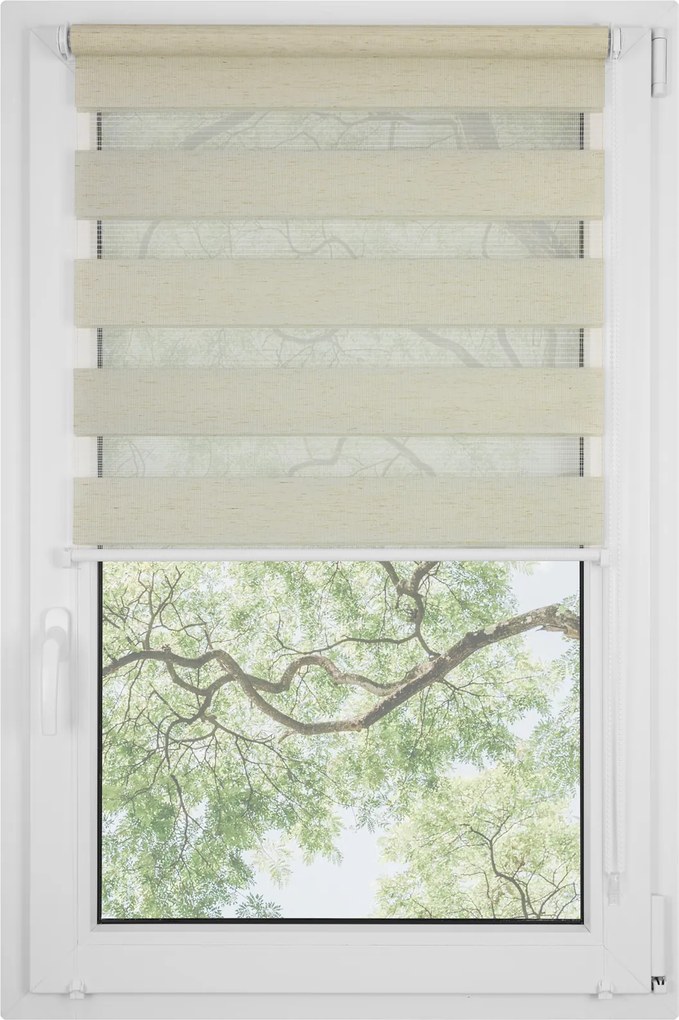 Dekodum Neinvazívna roleta Deň a Noc Soft béžová DS004 na mieru – bez vŕtania Šírka (cm): 60, Dĺžka (cm): 150, Strana a farba mechanizmu: Práva – Biela