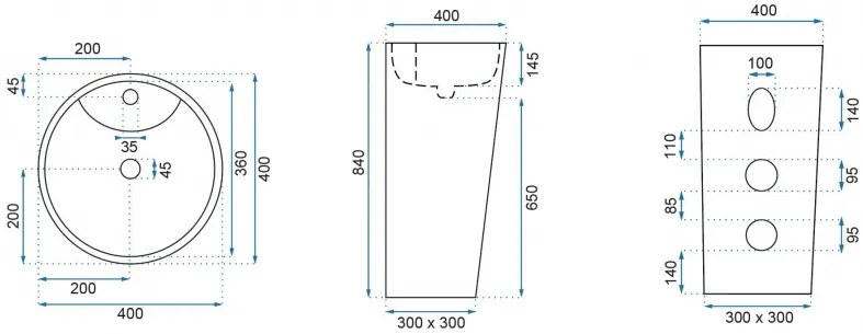 REA Umývadlo voľne stojace Blanka Marble Mat REA-U8704 - Rea