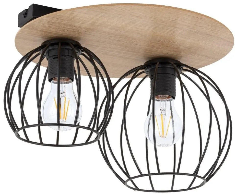 Prisadený luster CYBER 2xE27/60W/230V drevo/čierna