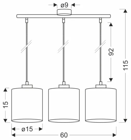 Luster na lanku PATTI 3xE27/60W/230V zelená