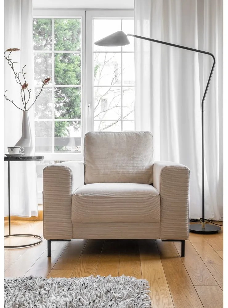 Béžové menčestrové kreslo Lofty Lilly – Miuform