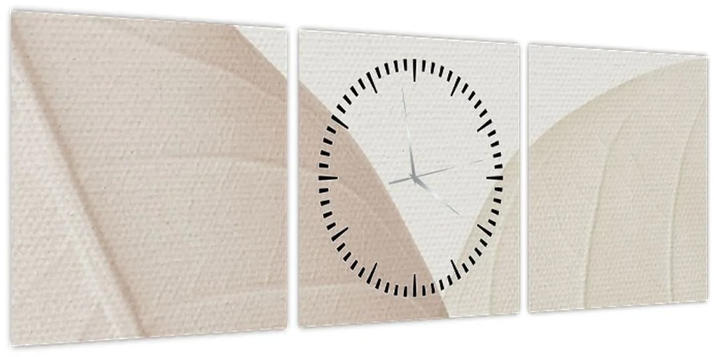 Obraz - Texturované listy (s hodinami) (90x30 cm)
