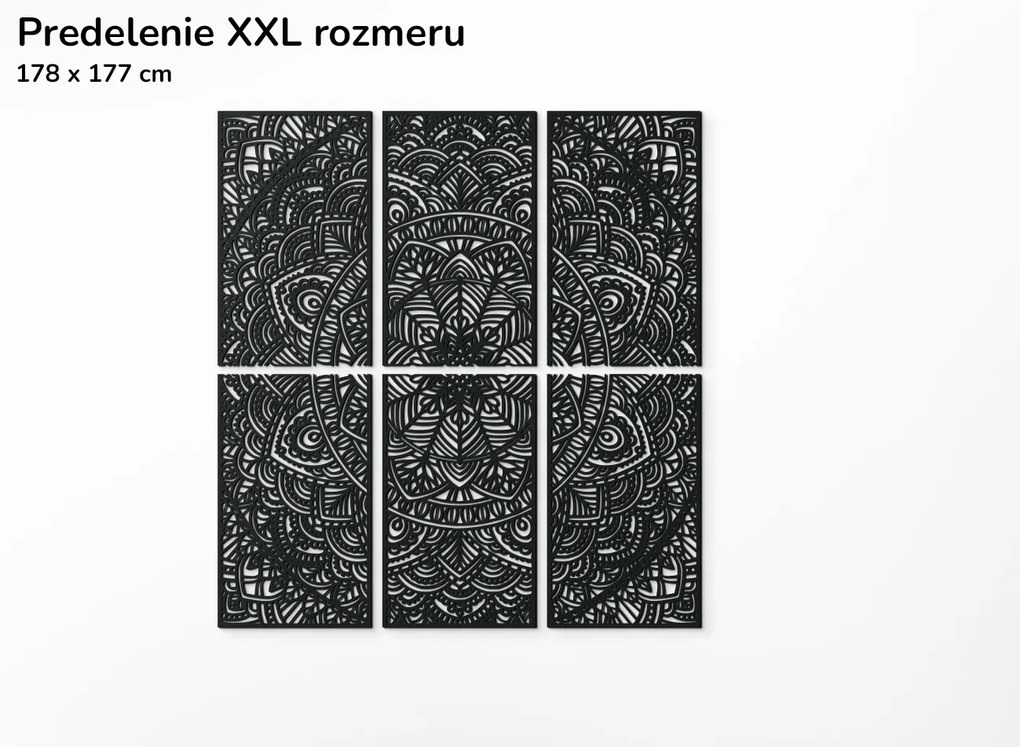 drevko Viacdielna mandala na stenu Unikát Rozmer obrazu: 133 x 132 cm, Farba dekorácie: Čierna