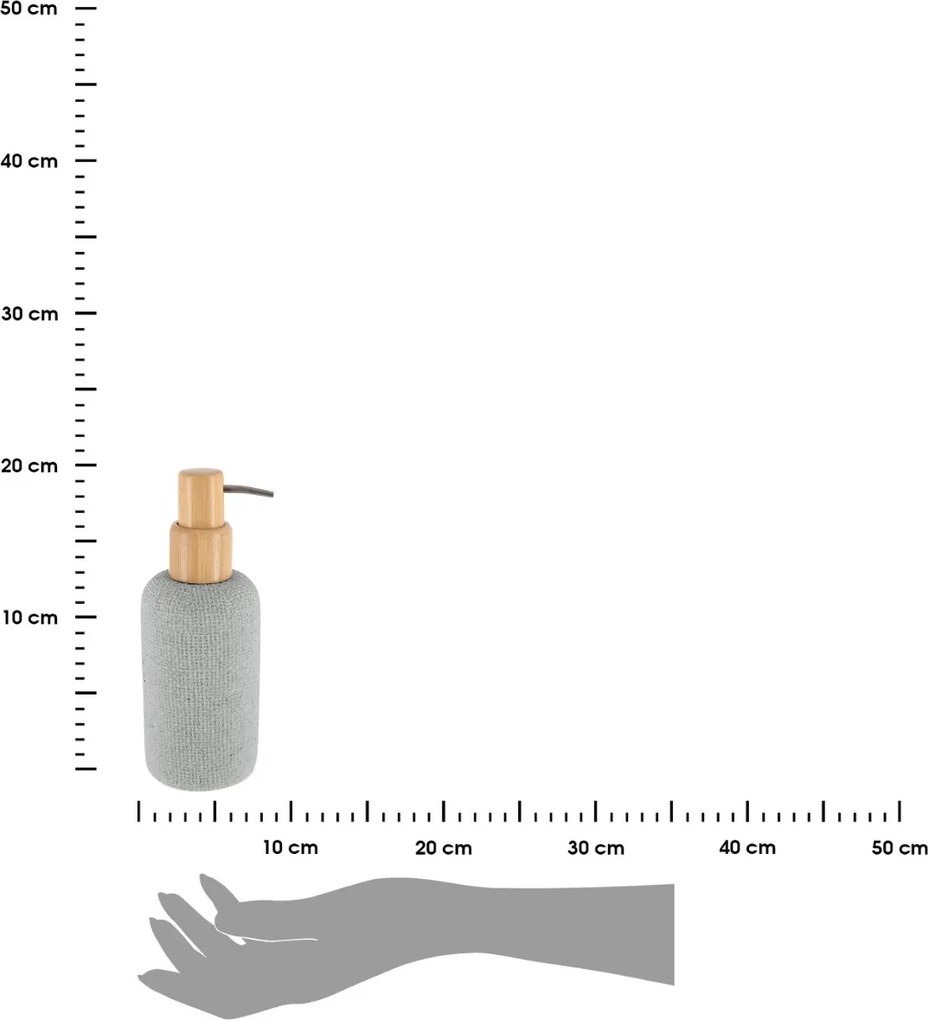 Dávkovač mydla Solena, sivá/s drevenými prvkami, 340 ml