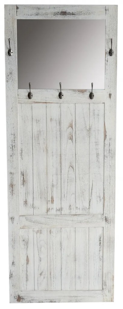 Vešiaková stena so zrkadlom vintage 33359 - 180x65x7cm, antik biela