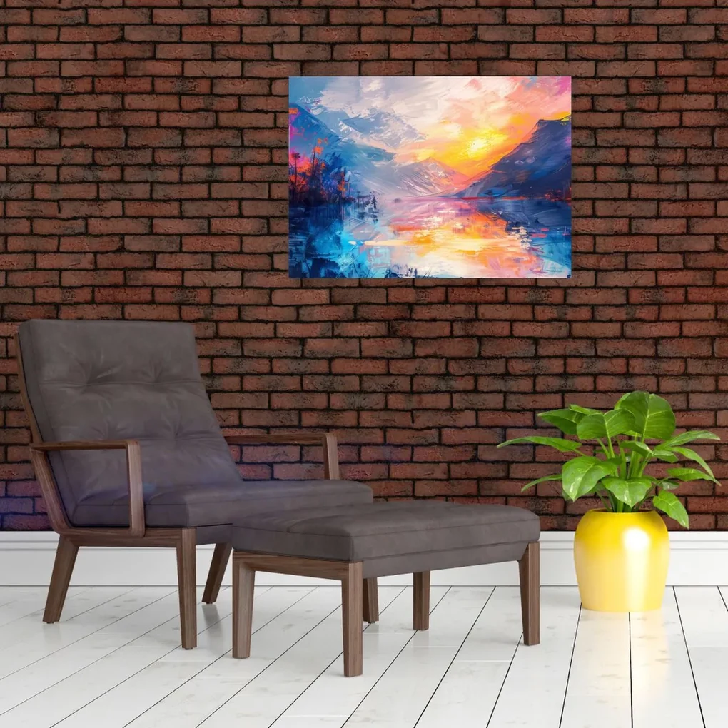 Sklenený obraz - Maľba krajiny (70x50 cm)