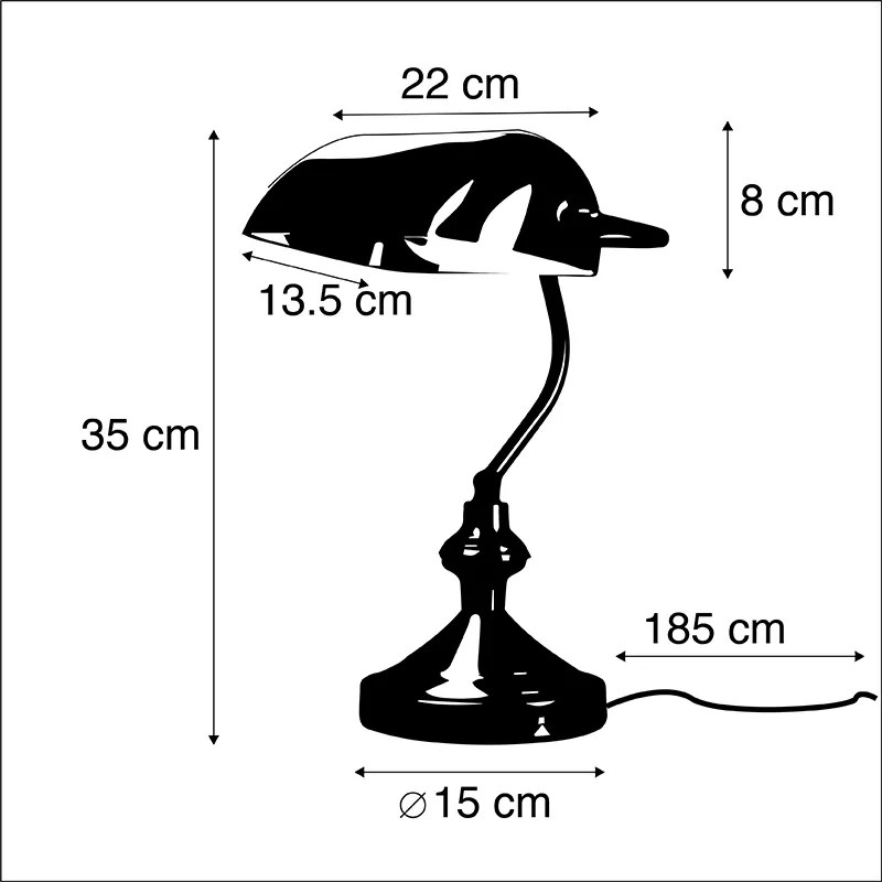 Inteligentná klasická stolná lampa bronzová so zeleným sklom vrátane Wifi A60 - Banker