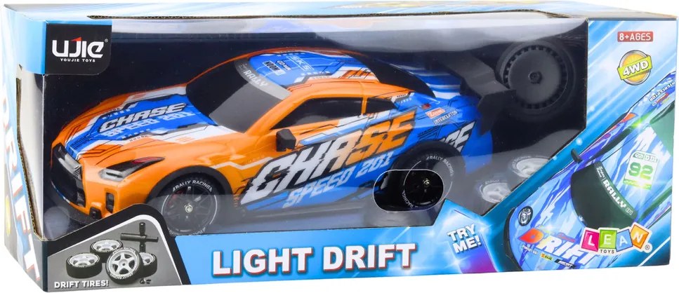 LEAN Toys Športové auto RC na diaľkové ovládanie s osvetlenou karosériou Drift Orange