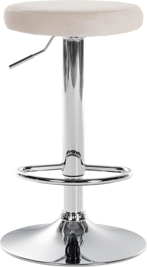 Barová stolička Ponte - zamat, chróm rám - Krémová