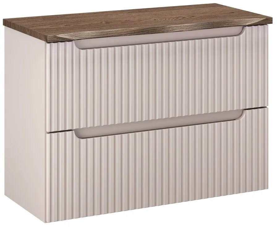 Závesná skrinka pod umývadlo Nova Cashmere I s doskou 80 cm kašmírová/dub casella