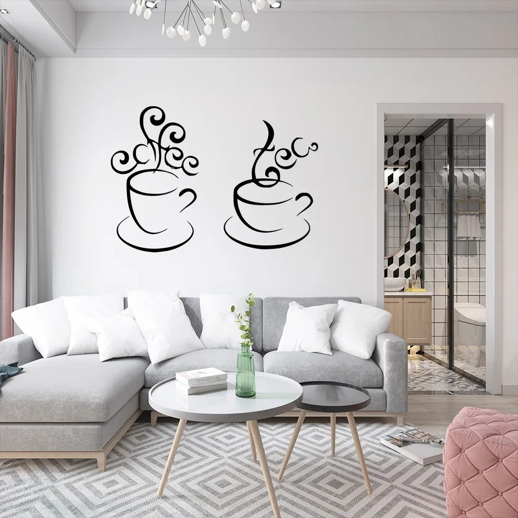 Veselá Stena Samolepka Horúci čaj Farba: oranžová, Veľkosť: 80 x 57 cm