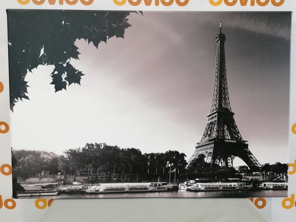 Obraz jesenný Paríž v čiernobielom prevedení