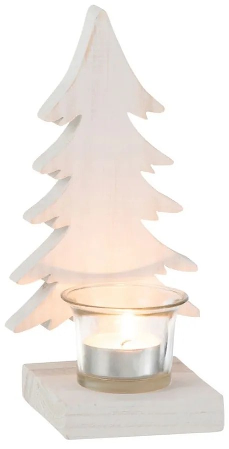 Biely svietnik so stromčekom Tree White - 10*9*20 cm