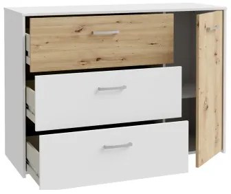 Komoda s zásuvkami URO dub artisan/ biela