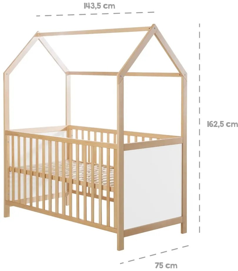 Postieľka v bielo-prírodnej farbe 70x140 cm – Roba