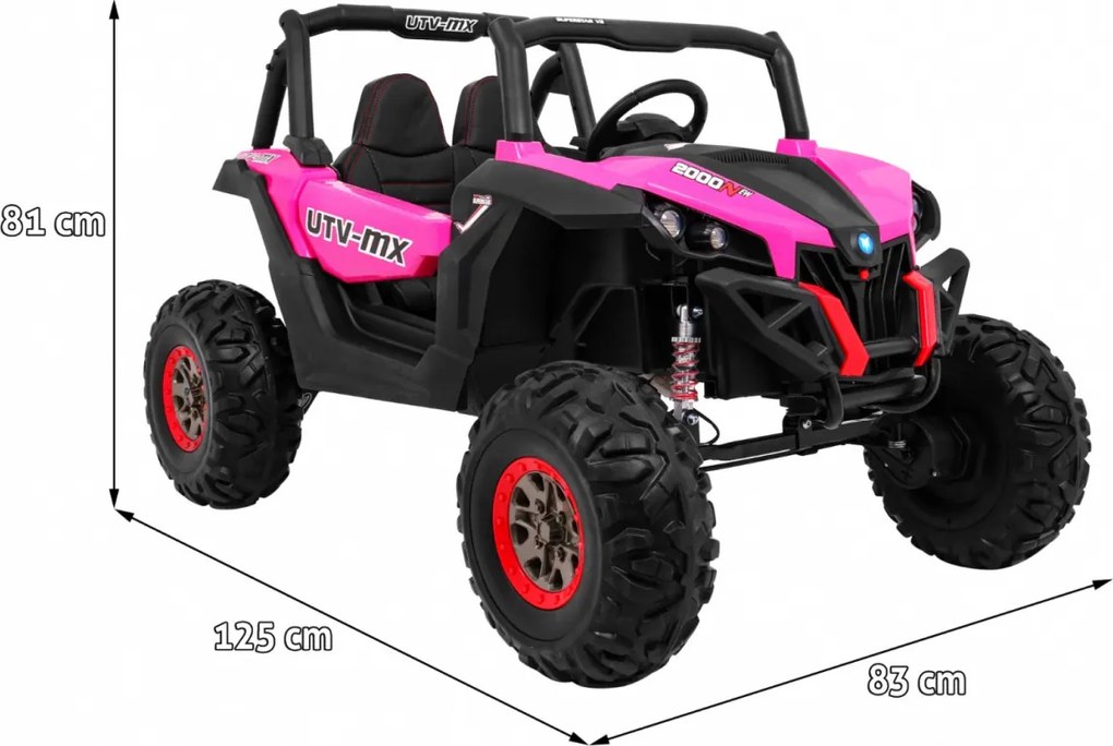 Ramiz Detský kočík SuperStar ružový + pohon 4x4 + diaľkové ovládanie + batožinový priestor + MP3 LED + zámok dverí