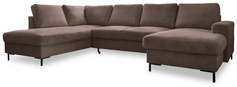 Hnedá menčestrová rozkladacia rohová pohovka (ľavý roh) Lofty Lilly – Miuform