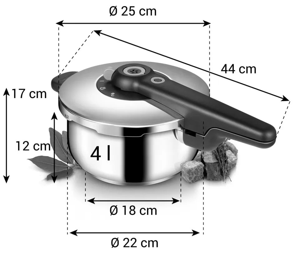 Tlakový nerezový hrniec s pokrievkou na indukciu 4 l SmartClick – Tescoma
