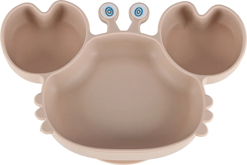 KIK Baby Crab silikónová detská sada riadu 9 ks, béžová