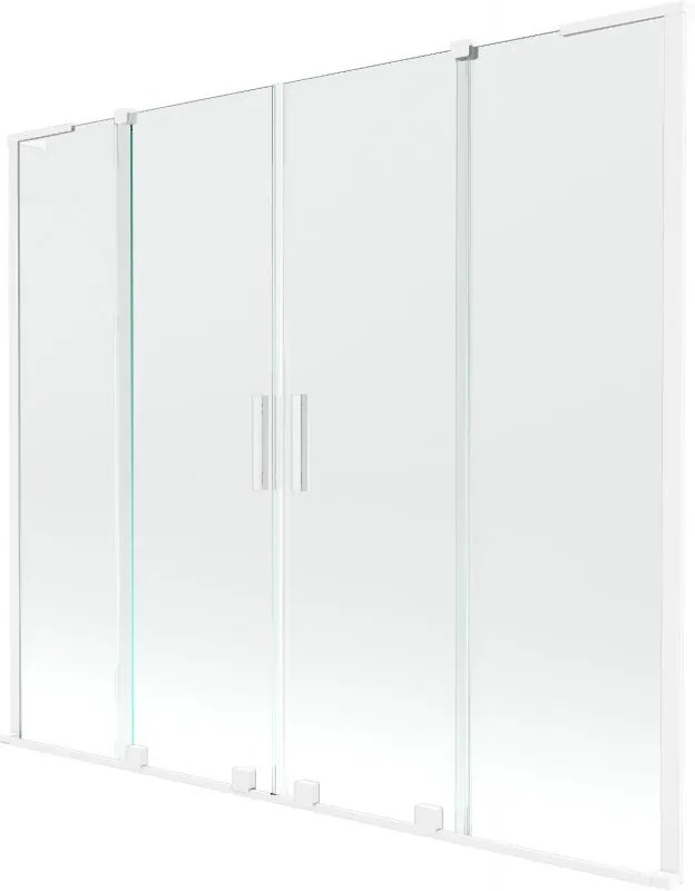 Mexen Velar L Duo, 2-krídlová posuvná vaňová zástena 180 x 150 cm, 8mm číre sklo, biela matná, 896-180-003-02-20