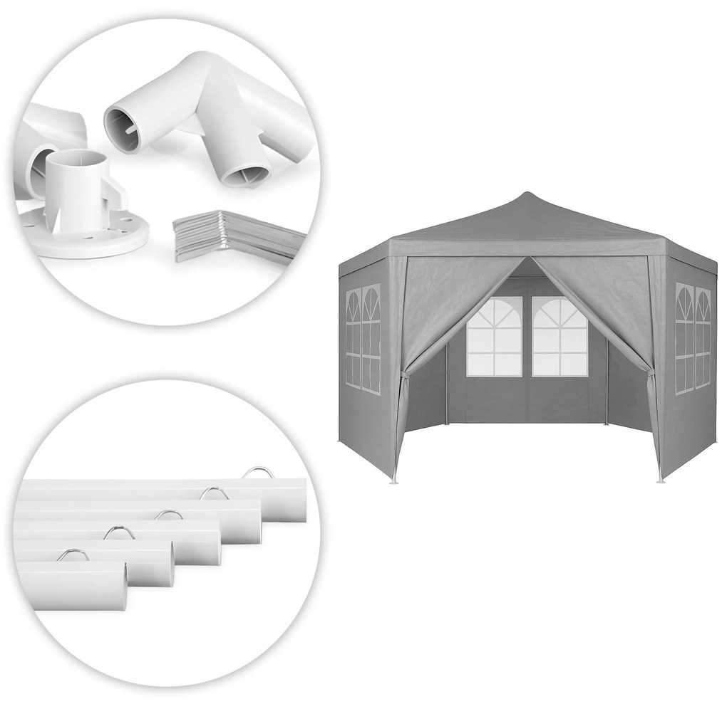 Záhradný pavilónový altánok, s oknami, sivý, MultiGarden