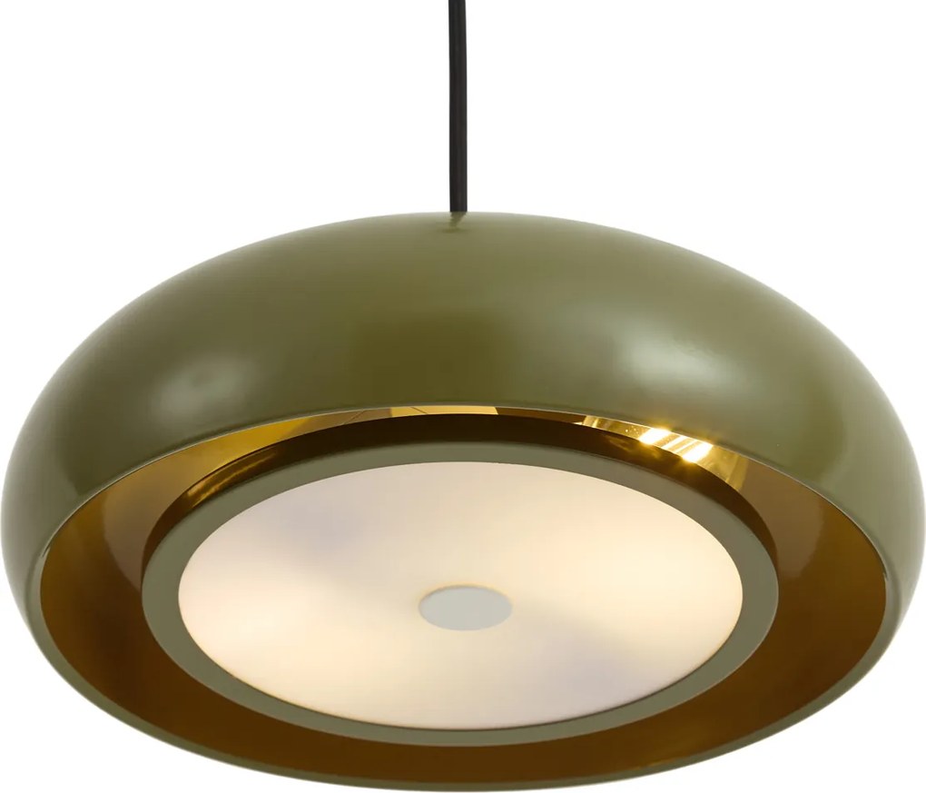 Retro závesná lampa zelená s kovovým tienidlom 2-svetelná - Macaron
