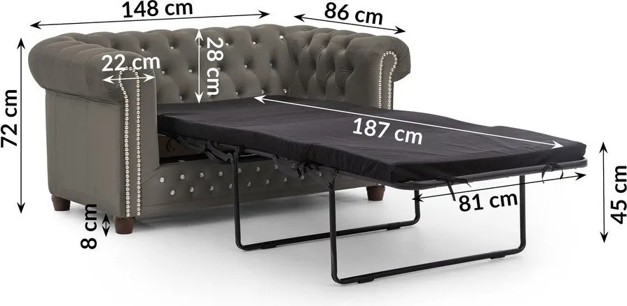 Sivá zamatová rozkladacia pohovka 148 cm York Blik – Ropez