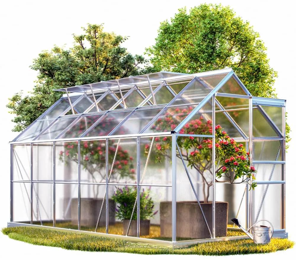 InternetovaZahrada - Záhradný skleník - 380x190x195cm - plocha 7,22 m² - objem 11,73 m³ + základňa