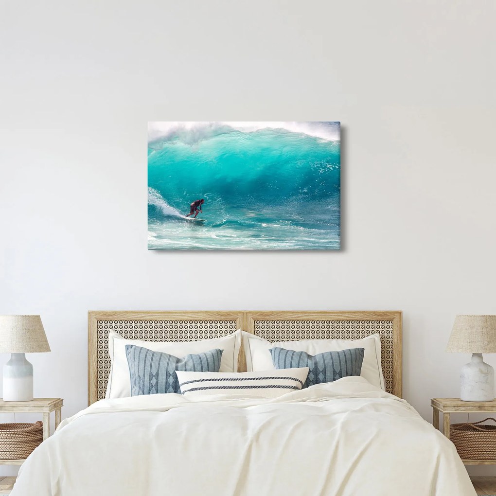 Obraz surferov vo vlnách (90x60 cm)