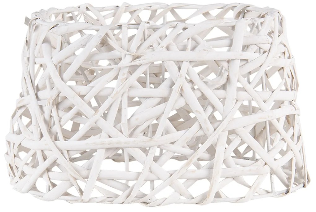 Biele oválne pletené tienidlo z ratanu - Ø 25 * 18 cm